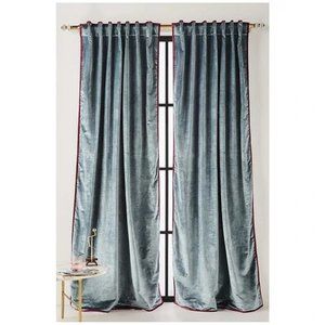 Anthropologie Petra Velvet Curtain Panel Blue